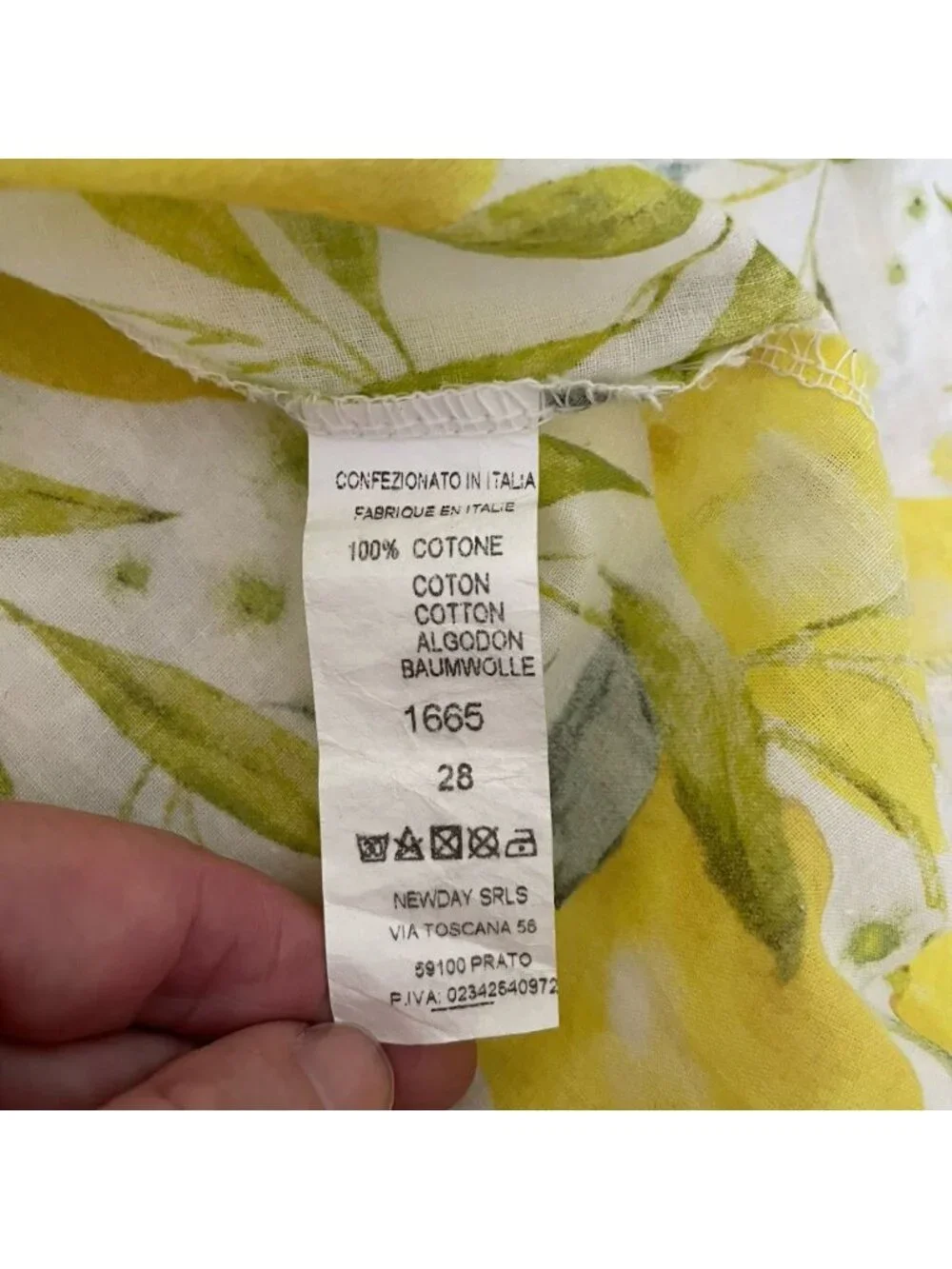 Cotton Voile Lemon Shirt Dress in Limoncello Made In Italy Large Or OS Vacation - Picture 6 of 12